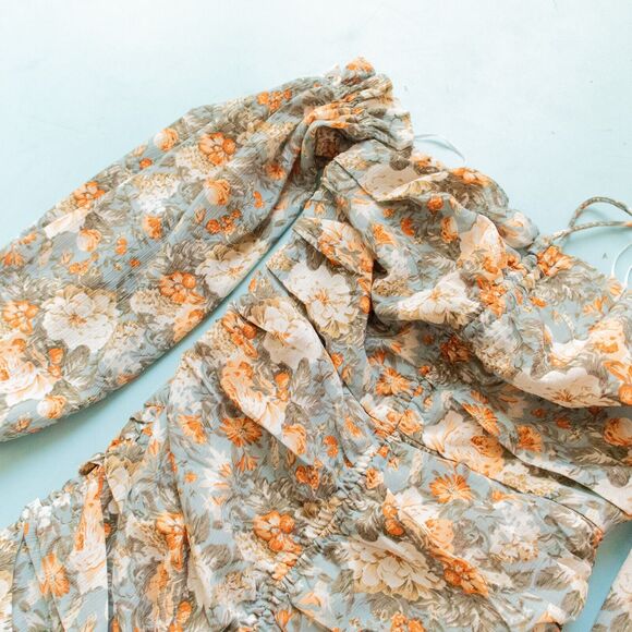 Hello Molly Basque Country Sage Long Sleeve Ruched Bodycon Mini Dress Size US 2 - Picture 3 of 10